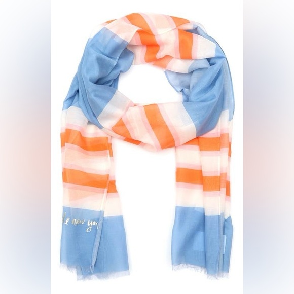 kate spade Accessories - NWT KATE SPADE Springtime Stripe Oblong Scarf Wrap, Orange White Blue, $78